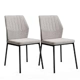 JoyyeSpace Esszimmerstühle Beige 2er Set, Küchenstuhl, Polsterstuhl Stühle,...