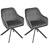 Goeurvant Esszimmerstühle drehbar 2er Set Grau Armlehnenstuhl Polsterstuhl...