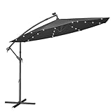 SONGMICS Sonnenschirm mit LED-Solar-Beleuchtung, Ampelschirm 300 cm d, 32...