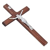 DICOSMETIC 20.2x11.5CM Kruzifix Kreuz Wandbehang Holzkreuz Wanddekoration Platin...