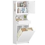 Hzuaneri Badezimmerschrank Hochschrank mit Wäschekörben, Wäscheschrank mit 2...