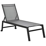 Outsunny Sonnenliege, Gartenliege, 5-stufige Rückenlehne, Aluminium, Grau, 202...