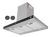 K&H 90cm Dunstabzugshaube, Inselhaube, 9 Leistungsstufen, LED, 600 m³/h,...