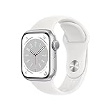 Apple Watch Series 8 (GPS, 45mm) Aluminiumgehäuse Silber met Sportarmband Weiß...
