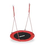 Relaxdays Unisex – Erwachsene, rot Nestschaukel, rund, für Kinder &...