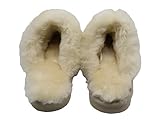 Lammfell Hausschuhe Slipper Damen Lammfell Pantoffeln Hüttenschuhe Sand beige mit beigen Australischen Lammfell, mit Fester Sohle - sehr warm, 39 EU, Sand Beige
