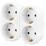 2 Stück Doppelstecker für Steckdose, Steckdosenadapter 2 Fach, Zweier Stecker...