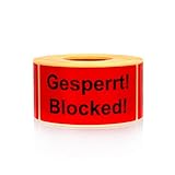 MD Labels Warnetiketten auf rolle 100x50mm – 500 Gesperrt! Blocked!...