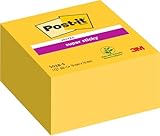 Post-it Super Sticky Notes Würfel, Gelb, 350 Blatt, 76 mm x 76 mm - Extra-stark...