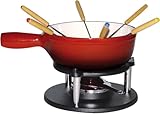 Baumalu - Fondue-Set aus rotem emailliertem Gusseisen - Abmessungen 20 cm -...