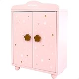 ColorBaby WOOMAX 49362 Woomax Puppenschrank aus Holz mit 3 Kleiderbügeln, rosa...