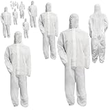 Bohrfux - 10 Stück PP Einweganzug Schutzanzug Einweg Overall Maleranzug 40g/m²...