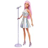 Barbie Pop-Star-Puppe gekleidet in einem schillernden Rock mit Mikrofon und...