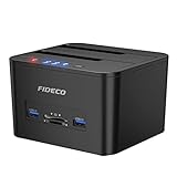 FIDECO Festplatten Dockingstation, USB 3.0 Dualschacht Festplatten Docking...