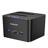 FIDECO Festplatten Dockingstation, USB 3.0 Dualschacht Festplatten Docking...