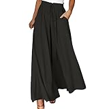 Hosenrock Damen, Sommerhose Damen Weite Bein Hose Elegante Einfarbig Hosenrock...