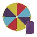 Relaxdays Schwungtuch Kinder, Ø 240 cm, 8 Griffe, Schwingtuch, Regenbogen Tuch,...