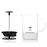 Bodum 1446-01 Milchschäumer mit Glasgriff Latteo, schwarz, H 18cm, B 15,6cm, L...