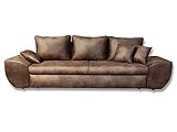 lifestyle4living Big Sofa, braun, mit Schlaffunktion, Bettkasten, Vintage Look,...