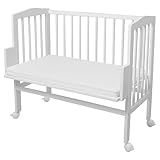 Waldin Beistellbett mit Matratze, höhen-verstellbar, Holz weiß lackiert,Große...