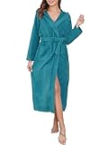 Wikoan Damen Bademantel Frottee Unisex Bademantel Lang Damen Robe Morgenmantel...