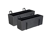 Set: 2 x XL Balkonkasten, Pflanzkasten mit Wasserspeicher im Rattan Design aus...