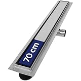 VILSTEIN Duschrinne 70cm Edelstahl, Bodenablauf Komplettset extra flach, Siphon...
