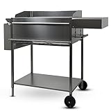 Premio XL III Grillwagen BBQ Holzkohlegrill aus rostfreiem Edelstahl mit...