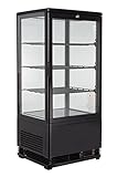 GastroHero Kühlvitrine ECO 78 Liter, LED-Beleuchtung, 3 Roste, schwarz...