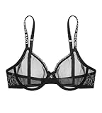 varsmiss Damen Unwattierter Bügel BH Transparent Sexy Mesh BH