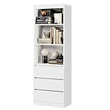 FirFurd Bücherregal mit 3 Schubladen 3 Fächern, 180 cm Hochschrank,...