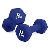 unycos - Kurzhanteln Neopren 2er Set von 3 kg, Rutschfest, Anti-Roll-Design,...