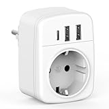 Mehrfachsteckdose mit 3 USB, Mehrfachstecker für USB Steckdose,...