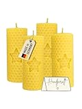 Wachsmann Stumpenkerzen, 4er-Set, 100% Bienenwachs, handgerollt, Made in...