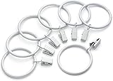 Dekorative Gardinenringe aus Metall mit Clips, 3,8 cm Innendurchmesser, Weiß,...