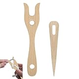 2 Stück Strickgabel,Strickgabel für Kinder, Holzstricknadel,Strickgabel...