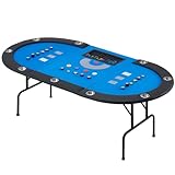 AVAWING Pokertisch Klappbar 9 Spieler, Spieltisch mit Getränkehalter aus...