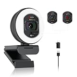 Angetube Webcam 4K mit Licht – Streaming-Kamera für PC mit...