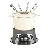 MasterClass Fondue-Set aus Gusseisen, Fondue-Topf mit 6 Gabeln und emaillierter...