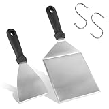 2 Stück Grillspachtel, Grill Spachtel Edelstahl, Grillspachtel mit 2 Haken,...