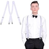 SATINIOR Hosenträger X Form fur Herren mit Clip Verstellbare(Weiß)