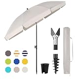 Sekey 180 cm Sonnenschirm Balkon mit Bodenhülse & Schutzhülle, Neigungs und...