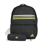 adidas Classic Horizontal 3-Stripes Backpack Tasche, Black/SOLAR Slime, One Size