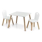 Zeller Kinder-Sitzgarnitur Scandi, 3-TLG, Holz, Tisch: 55x55x43,5 cm Stuhl:...
