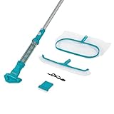 AquaSurge Poolpflege-Set mit akkubetriebenem Poolsauger, Kescher und...