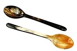2 Stück Horn Esslöffel = 17 cm, Hornlöffel Natur Löffel aus echt Horn...