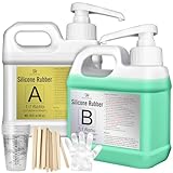 Abformsilikon Flüssiger Silikon Kautschuk - 2.4L (90oz) Elastisches Silikonform für Harz, Seife & Kerzen - 1:1 Mischverhältnis mit Pumpe - Ideal für Gießformen, DIY Handwerk & Modellbau (Grün)