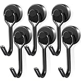 Magnethaken Extra Stark, 6Stück 16mm Neodym Magnet Hacken hält 10kg, Drehbar...