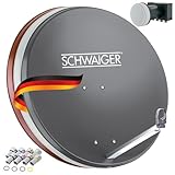 SCHWAIGER Satellitenschüssel Komplettset mit Quad LNB digital HD 4K Stahl SAT...
