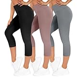 TNNZEET 3er Pack Capri Leggings Damen 3/4 für Sport, 7/8 Leggins High Waist...